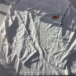 Vineyard Vines White Long Sleeve Shirt with Whale Logo